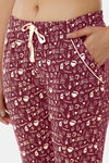 Amante Cotton Elastane Loungewear Bottom - Burgundy Coffee Print — thumbnail 4